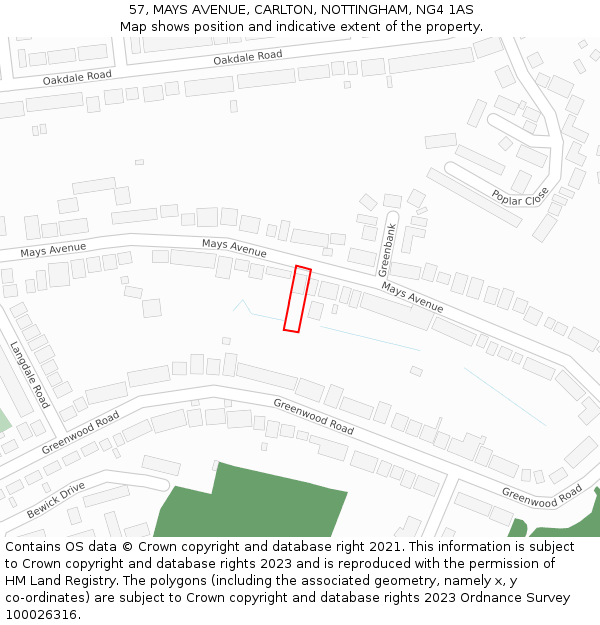 57, MAYS AVENUE, CARLTON, NOTTINGHAM, NG4 1AS: Location map and indicative extent of plot