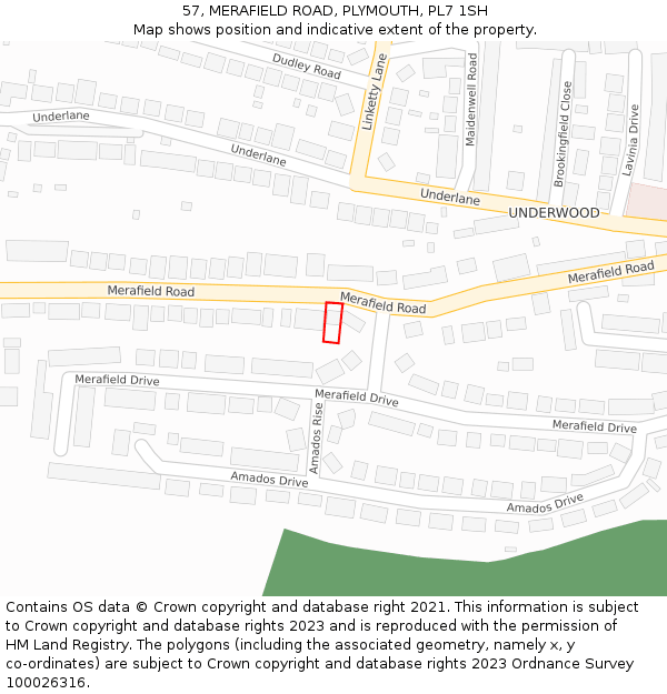 57, MERAFIELD ROAD, PLYMOUTH, PL7 1SH: Location map and indicative extent of plot
