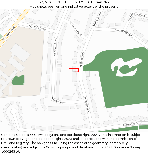57, MIDHURST HILL, BEXLEYHEATH, DA6 7NP: Location map and indicative extent of plot