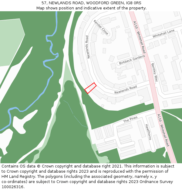 57, NEWLANDS ROAD, WOODFORD GREEN, IG8 0RS: Location map and indicative extent of plot