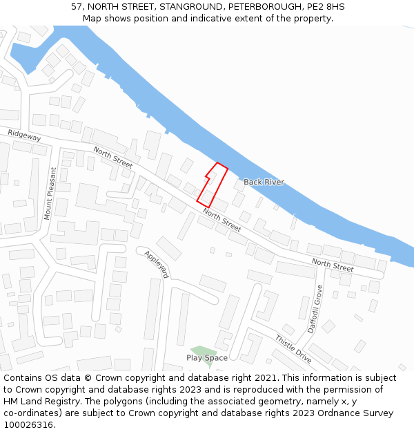 57, NORTH STREET, STANGROUND, PETERBOROUGH, PE2 8HS: Location map and indicative extent of plot