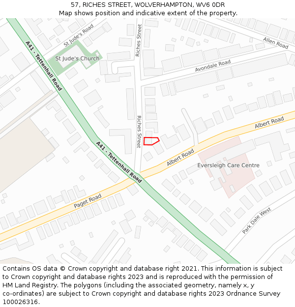 57, RICHES STREET, WOLVERHAMPTON, WV6 0DR: Location map and indicative extent of plot