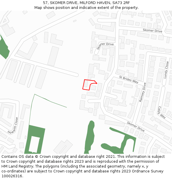 57, SKOMER DRIVE, MILFORD HAVEN, SA73 2RF: Location map and indicative extent of plot