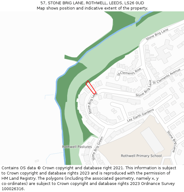 57, STONE BRIG LANE, ROTHWELL, LEEDS, LS26 0UD: Location map and indicative extent of plot