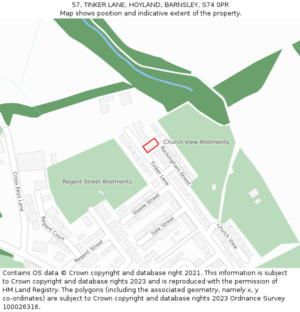 57, TINKER LANE, HOYLAND, BARNSLEY, S74 0PR: Location map and indicative extent of plot
