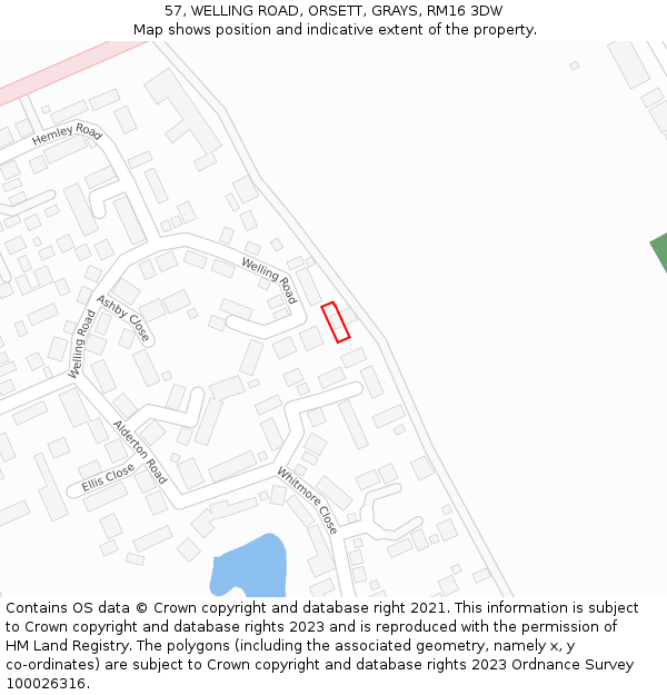 57, WELLING ROAD, ORSETT, GRAYS, RM16 3DW: Location map and indicative extent of plot