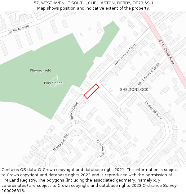 57, WEST AVENUE SOUTH, CHELLASTON, DERBY, DE73 5SH: Location map and indicative extent of plot