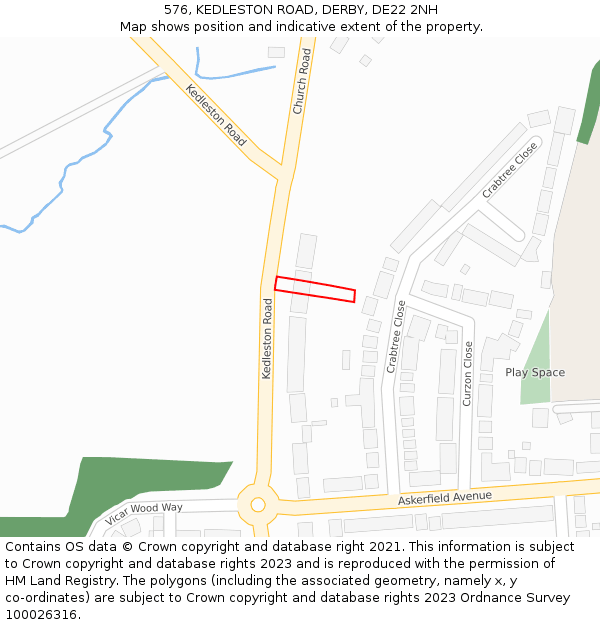 576, KEDLESTON ROAD, DERBY, DE22 2NH: Location map and indicative extent of plot