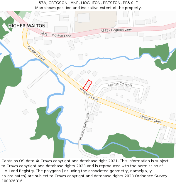 57A, GREGSON LANE, HOGHTON, PRESTON, PR5 0LE: Location map and indicative extent of plot