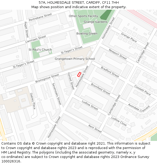 57A, HOLMESDALE STREET, CARDIFF, CF11 7HH: Location map and indicative extent of plot