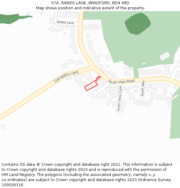 57A, RAIKES LANE, BRADFORD, BD4 6RD: Location map and indicative extent of plot
