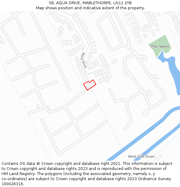58, AQUA DRIVE, MABLETHORPE, LN12 2YB: Location map and indicative extent of plot
