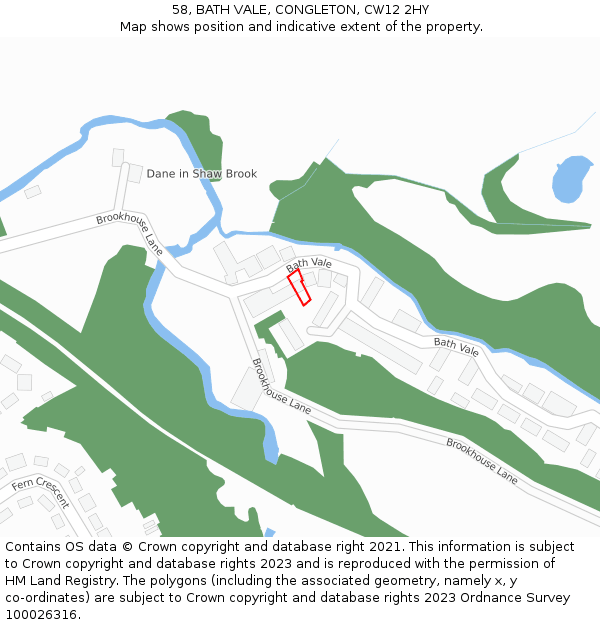 58, BATH VALE, CONGLETON, CW12 2HY: Location map and indicative extent of plot