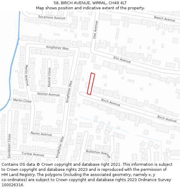 58, BIRCH AVENUE, WIRRAL, CH49 4LT: Location map and indicative extent of plot