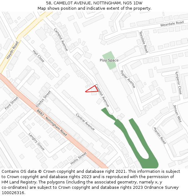58, CAMELOT AVENUE, NOTTINGHAM, NG5 1DW: Location map and indicative extent of plot