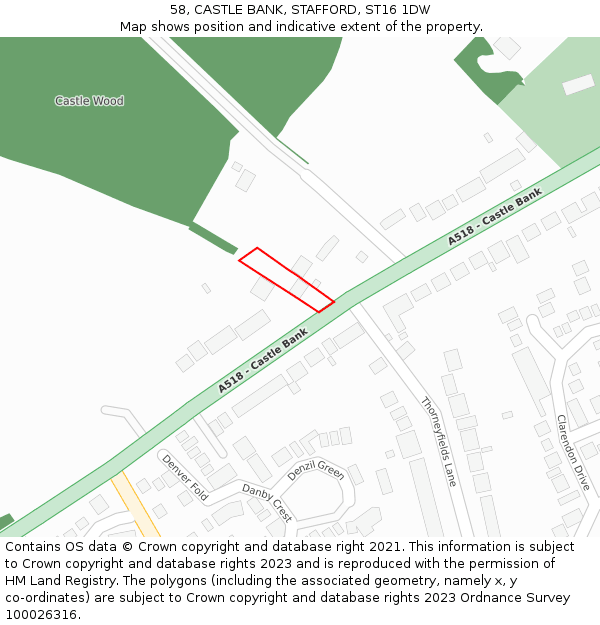 58, CASTLE BANK, STAFFORD, ST16 1DW: Location map and indicative extent of plot