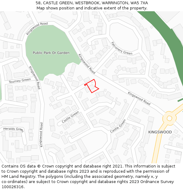 58, CASTLE GREEN, WESTBROOK, WARRINGTON, WA5 7XA: Location map and indicative extent of plot