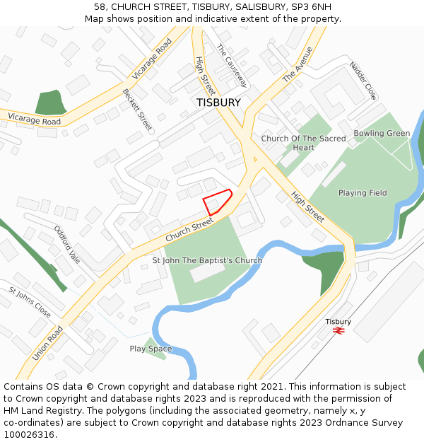 58, CHURCH STREET, TISBURY, SALISBURY, SP3 6NH: Location map and indicative extent of plot