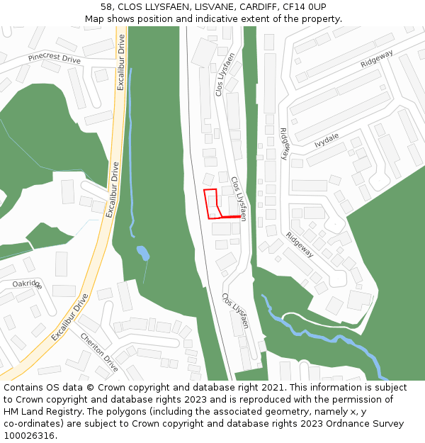 58, CLOS LLYSFAEN, LISVANE, CARDIFF, CF14 0UP: Location map and indicative extent of plot