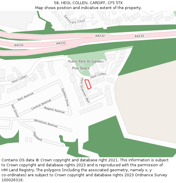 58, HEOL COLLEN, CARDIFF, CF5 5TX: Location map and indicative extent of plot