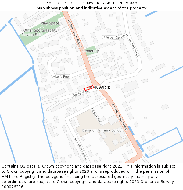 58, HIGH STREET, BENWICK, MARCH, PE15 0XA: Location map and indicative extent of plot