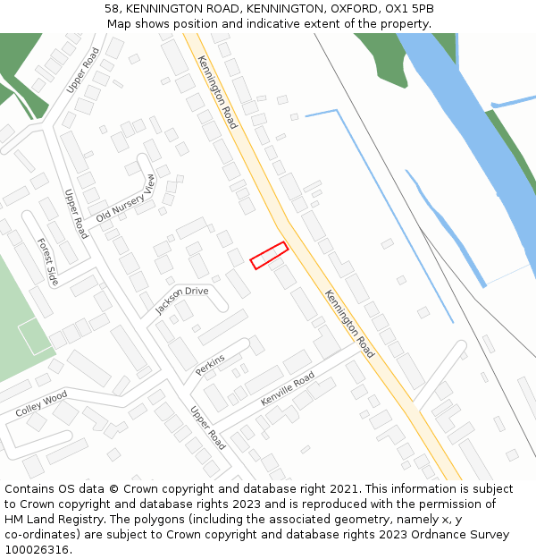 58, KENNINGTON ROAD, KENNINGTON, OXFORD, OX1 5PB: Location map and indicative extent of plot