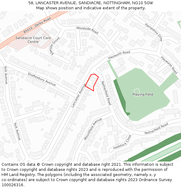 58, LANCASTER AVENUE, SANDIACRE, NOTTINGHAM, NG10 5GW: Location map and indicative extent of plot