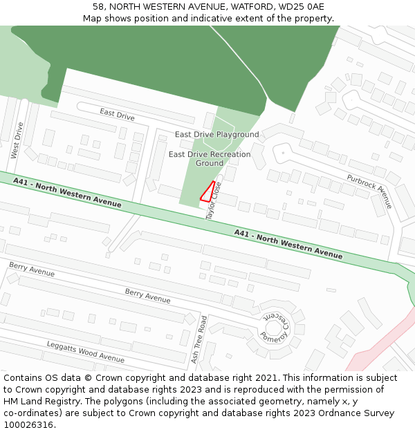 58, NORTH WESTERN AVENUE, WATFORD, WD25 0AE: Location map and indicative extent of plot