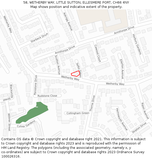 58, WETHERBY WAY, LITTLE SUTTON, ELLESMERE PORT, CH66 4NY: Location map and indicative extent of plot