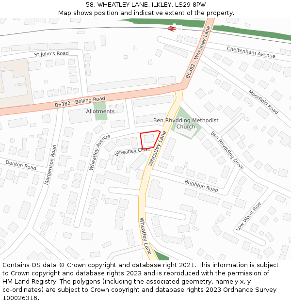 58, WHEATLEY LANE, ILKLEY, LS29 8PW: Location map and indicative extent of plot