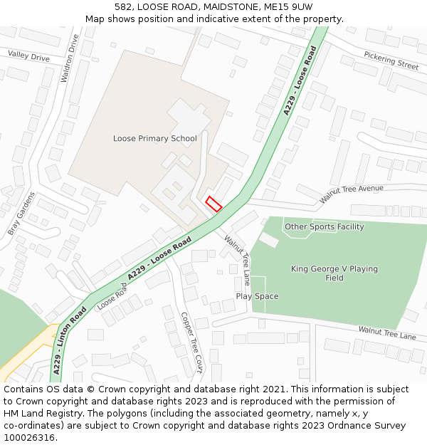 582, LOOSE ROAD, MAIDSTONE, ME15 9UW: Location map and indicative extent of plot