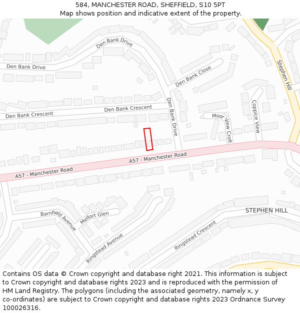 584, MANCHESTER ROAD, SHEFFIELD, S10 5PT: Location map and indicative extent of plot