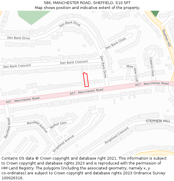586, MANCHESTER ROAD, SHEFFIELD, S10 5PT: Location map and indicative extent of plot
