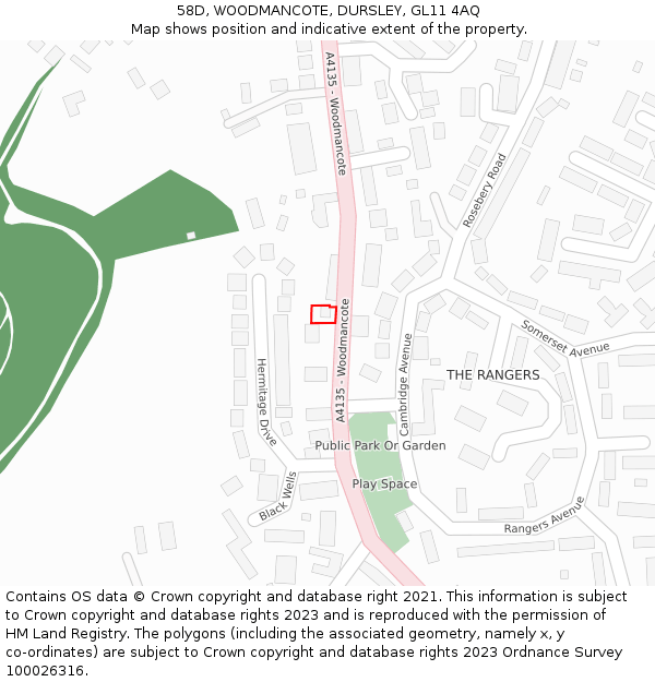 58D, WOODMANCOTE, DURSLEY, GL11 4AQ: Location map and indicative extent of plot
