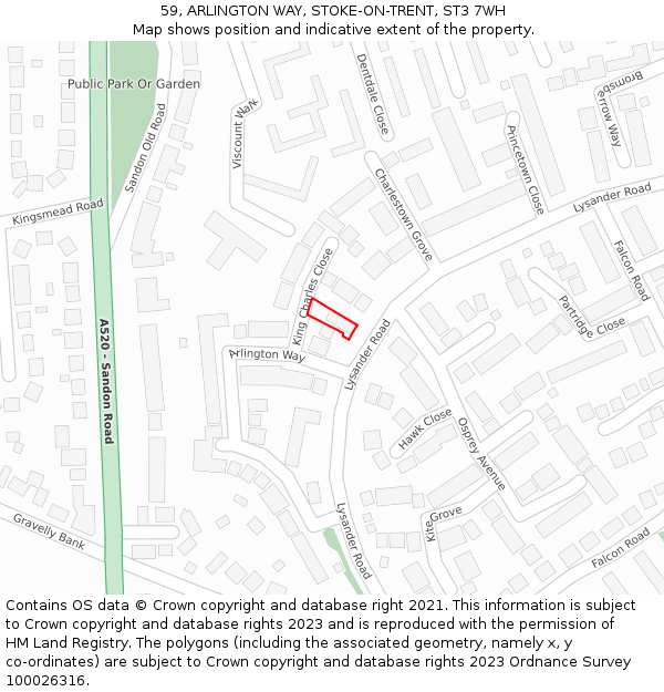 59, ARLINGTON WAY, STOKE-ON-TRENT, ST3 7WH: Location map and indicative extent of plot
