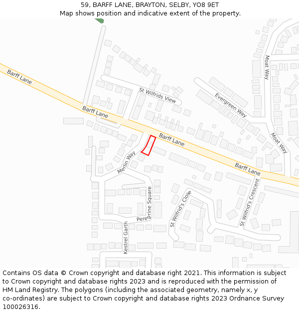 59, BARFF LANE, BRAYTON, SELBY, YO8 9ET: Location map and indicative extent of plot