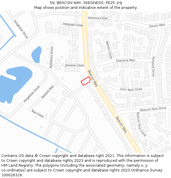 59, BEACON WAY, SKEGNESS, PE25 1HJ: Location map and indicative extent of plot