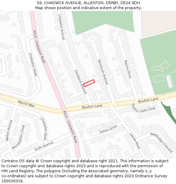 59, CHADWICK AVENUE, ALLENTON, DERBY, DE24 9DH: Location map and indicative extent of plot