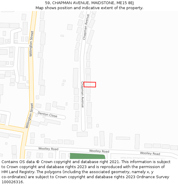 59, CHAPMAN AVENUE, MAIDSTONE, ME15 8EJ: Location map and indicative extent of plot