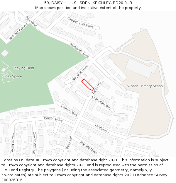 59, DAISY HILL, SILSDEN, KEIGHLEY, BD20 0HR: Location map and indicative extent of plot