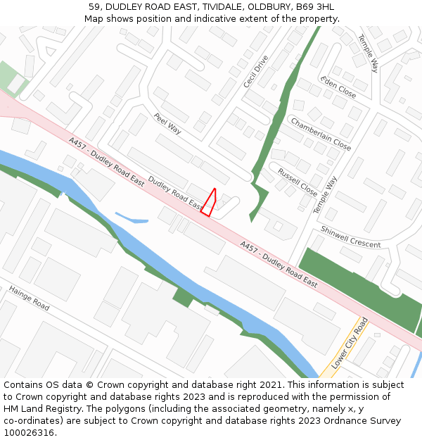 59, DUDLEY ROAD EAST, TIVIDALE, OLDBURY, B69 3HL: Location map and indicative extent of plot