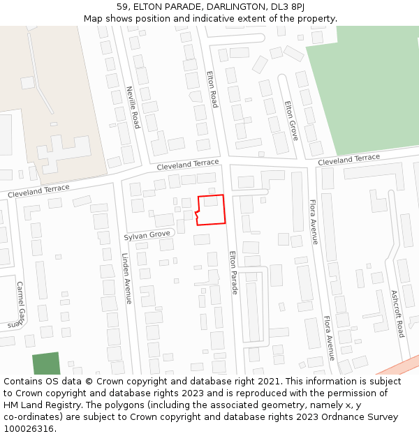 59, ELTON PARADE, DARLINGTON, DL3 8PJ: Location map and indicative extent of plot