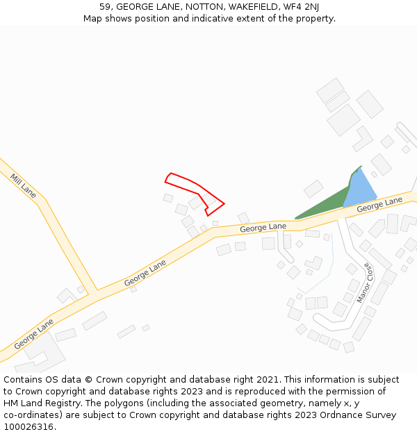 59, GEORGE LANE, NOTTON, WAKEFIELD, WF4 2NJ: Location map and indicative extent of plot