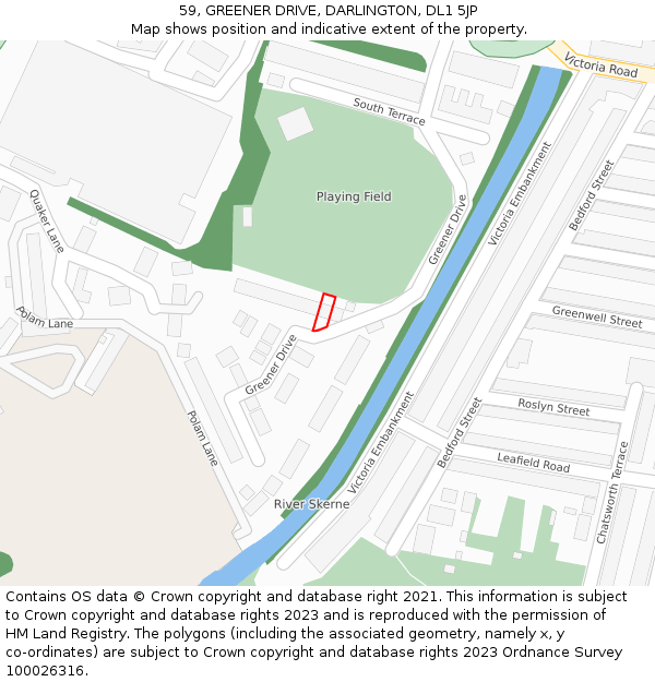 59, GREENER DRIVE, DARLINGTON, DL1 5JP: Location map and indicative extent of plot