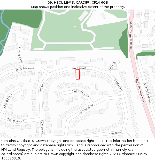59, HEOL LEWIS, CARDIFF, CF14 6QB: Location map and indicative extent of plot
