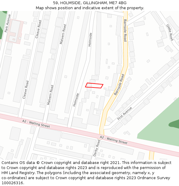59, HOLMSIDE, GILLINGHAM, ME7 4BG: Location map and indicative extent of plot