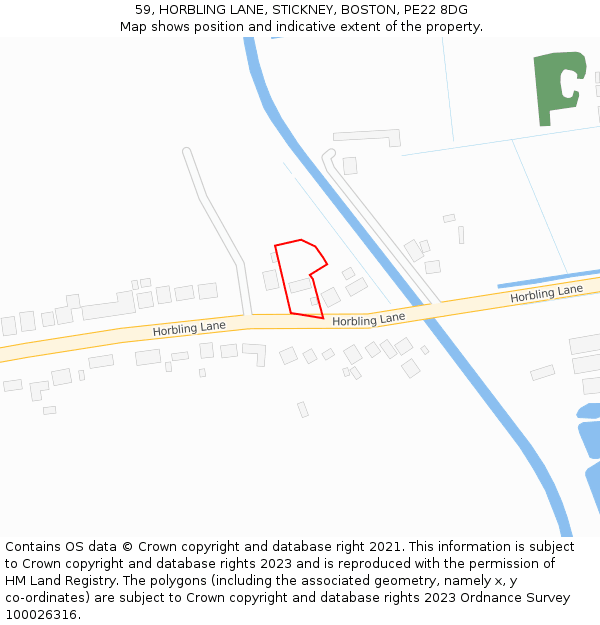 59, HORBLING LANE, STICKNEY, BOSTON, PE22 8DG: Location map and indicative extent of plot