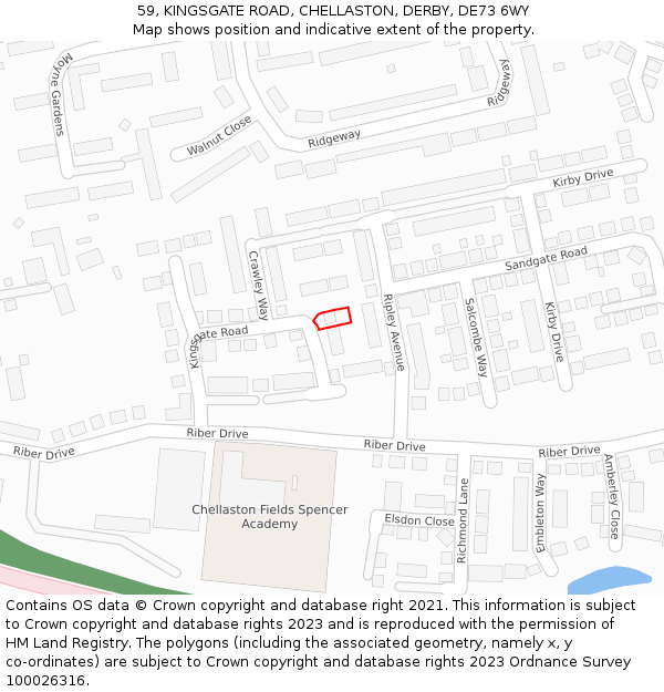 59, KINGSGATE ROAD, CHELLASTON, DERBY, DE73 6WY: Location map and indicative extent of plot