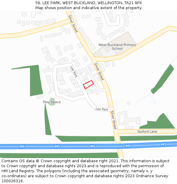 59, LEE PARK, WEST BUCKLAND, WELLINGTON, TA21 9PX: Location map and indicative extent of plot
