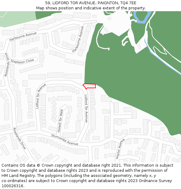 59, LIDFORD TOR AVENUE, PAIGNTON, TQ4 7EE: Location map and indicative extent of plot